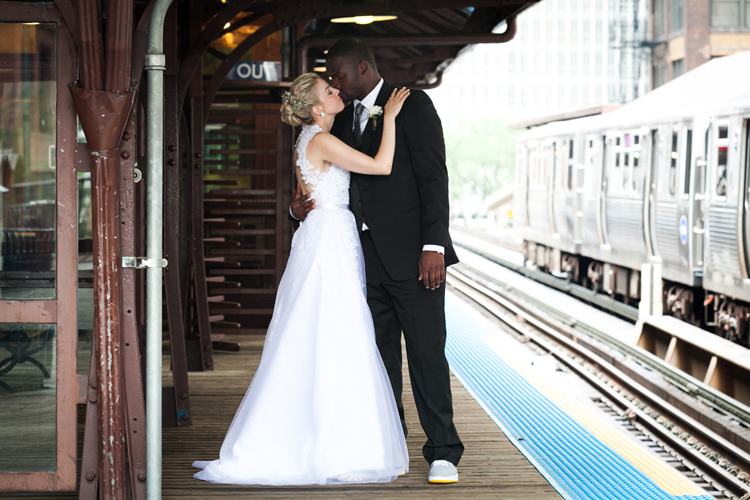 Chicago Loop Train Wedding Photo