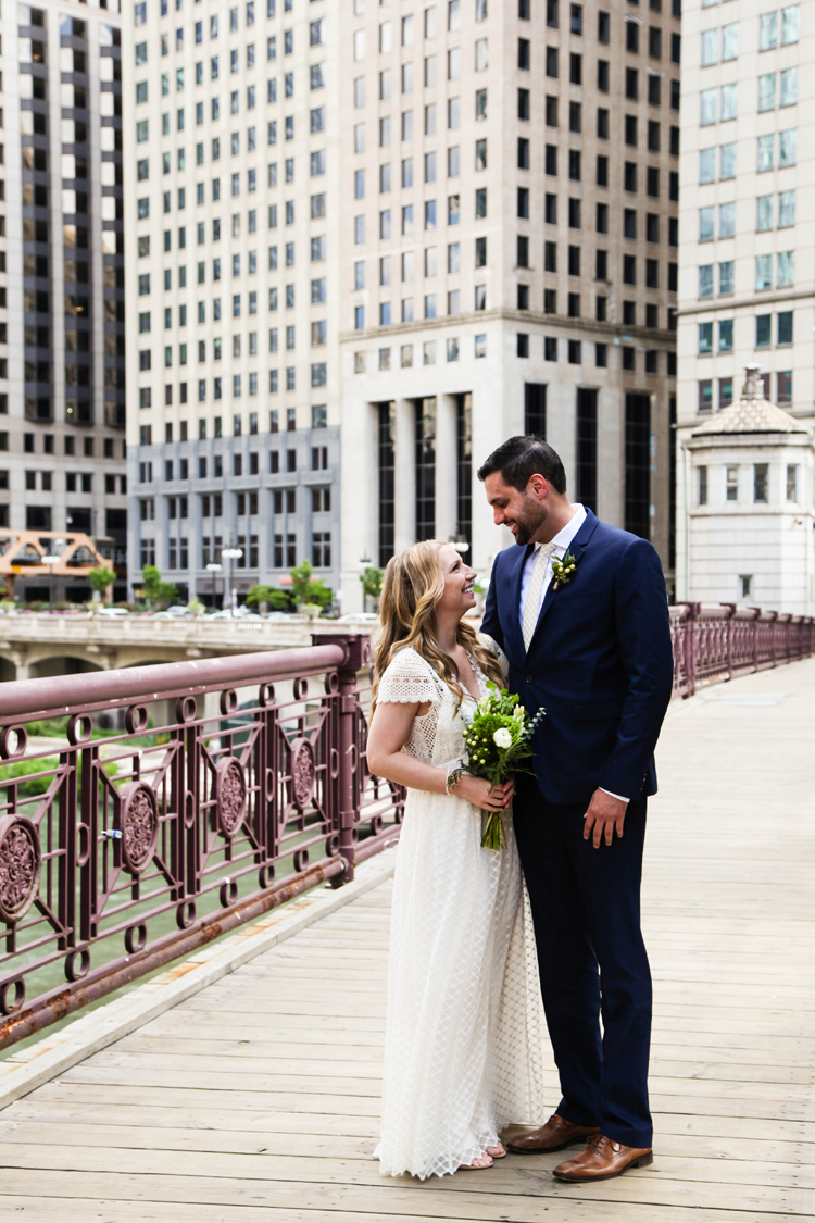 Wells Street Bridge Wedding Photo