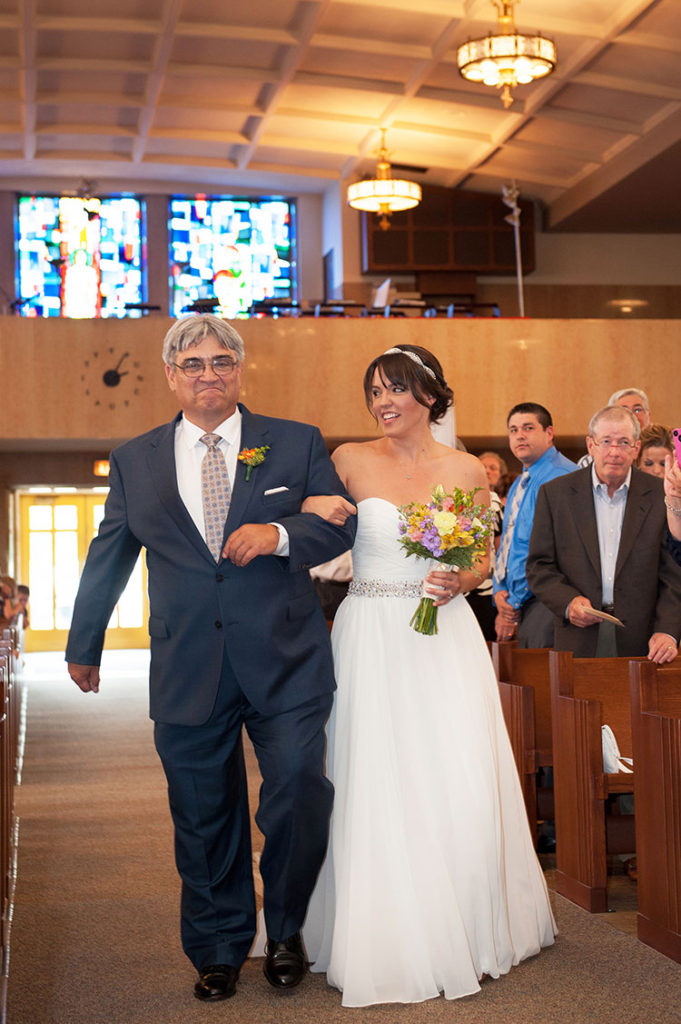 Bride Walking Down Isle at St. Christina's Church