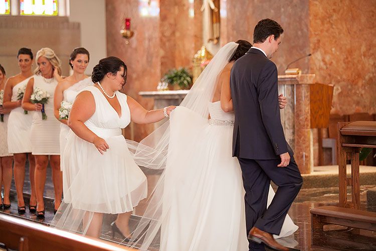 Bride and Groom at alter in St. Christina's Church