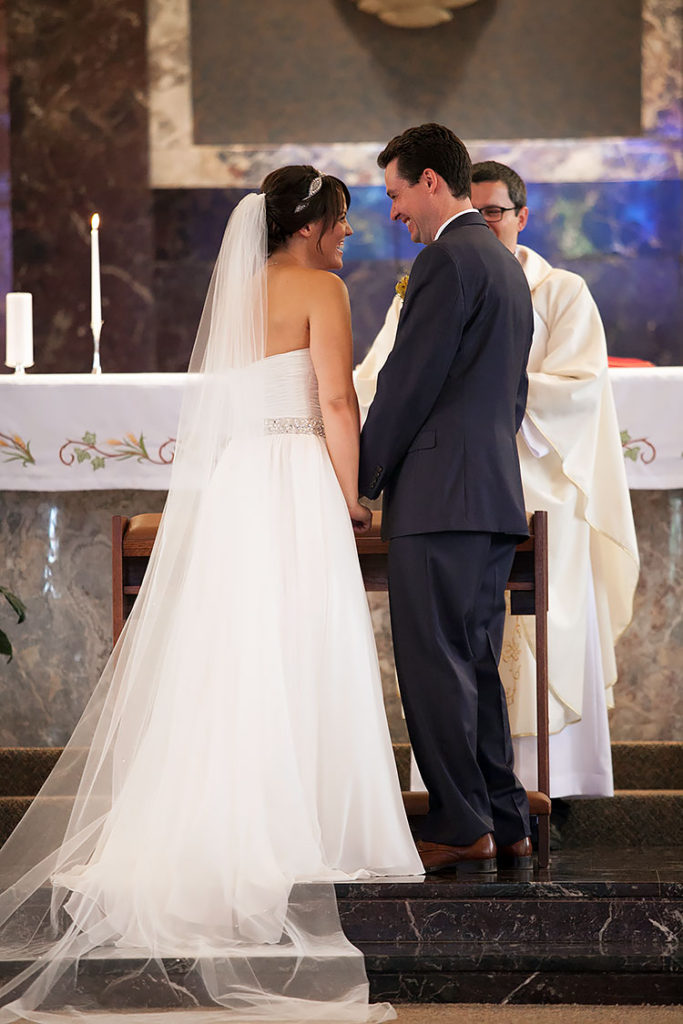 Bride and Groom at St. Christina's church in Chicago